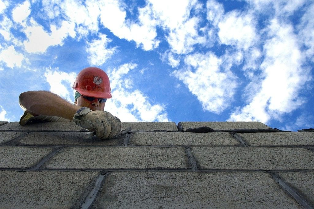 sky, clouds construction, brick layer